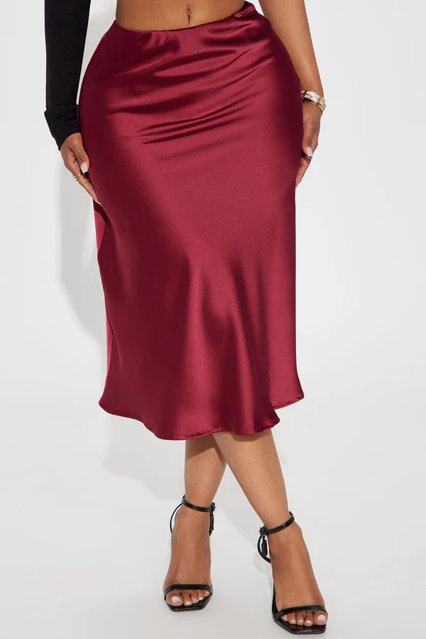 Girls Need Love Satin Midi Skirt