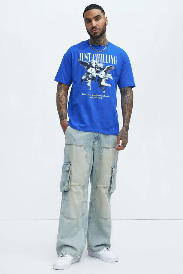 Just Chilling Angel Short Sleeve Tee - Blue