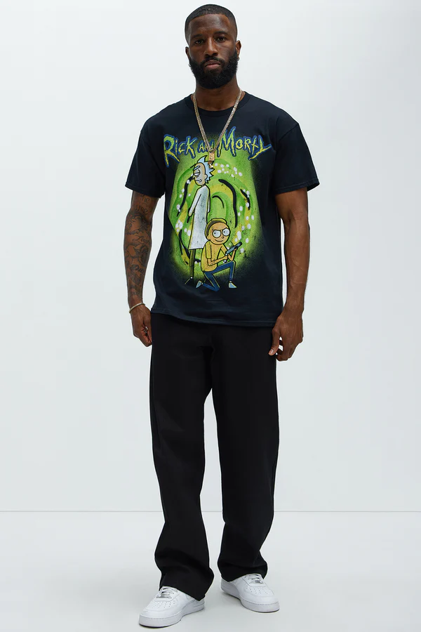 Rick And Morty Wubba Lubba Oversized Short Sleeve Tee - Black