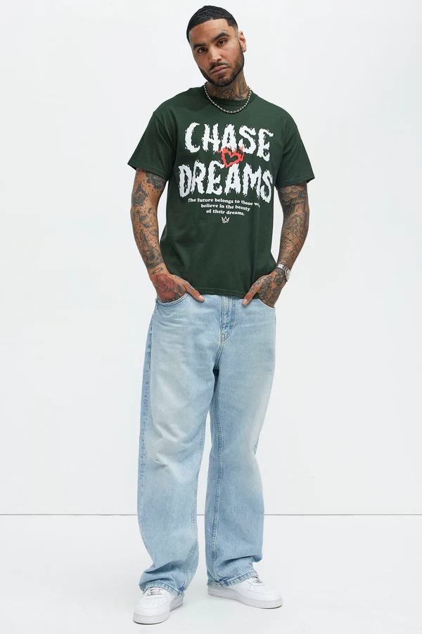 Chase Dreams Not Love Short Sleeve Tee - Green