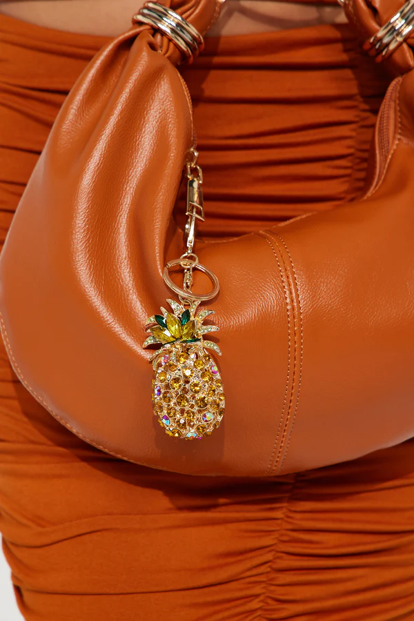 You're Too Sweet Pineapple Bag Charm -  Golden