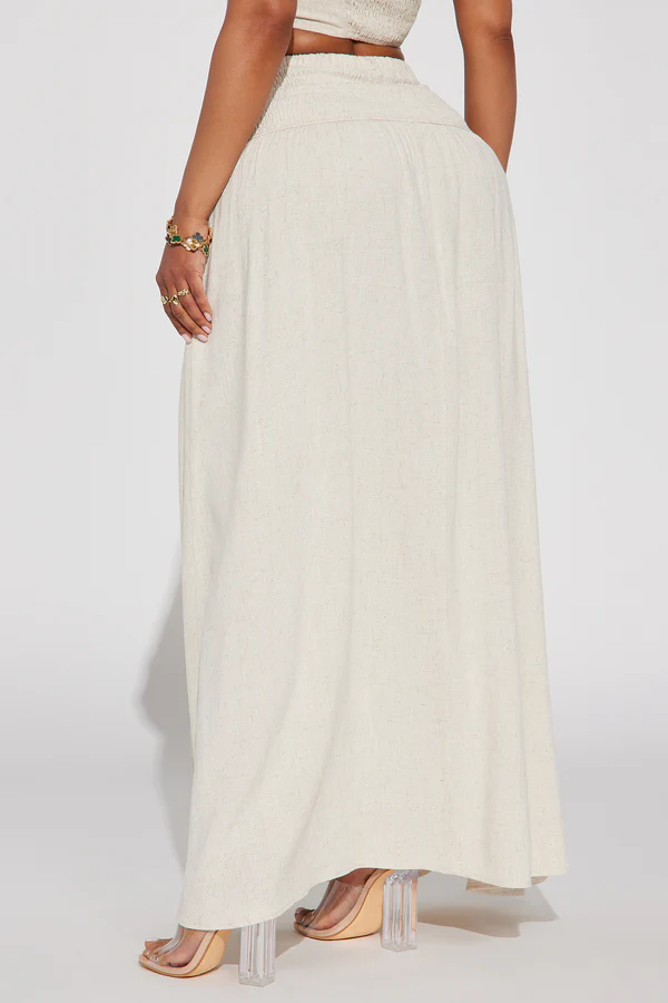 Layla Linen Maxi Skirt - Tan
