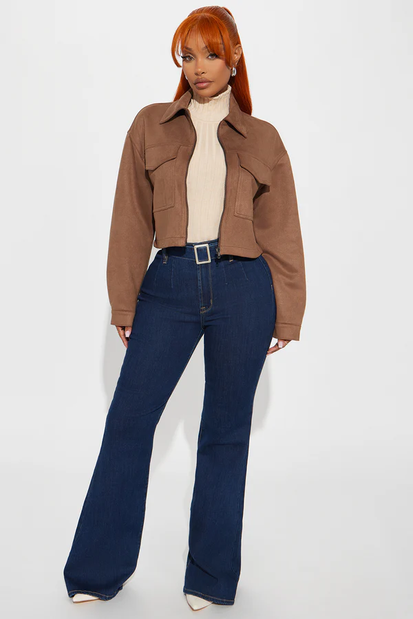 Marissa Faux Suede Jacket - Brown