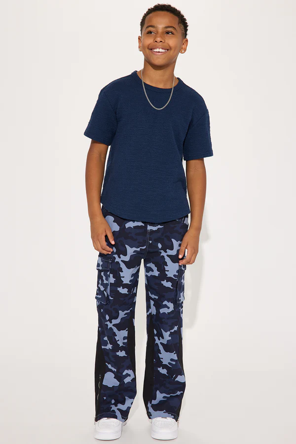 Mini Live It Up Camo Print Cargo Twill Pant - Navy/combo