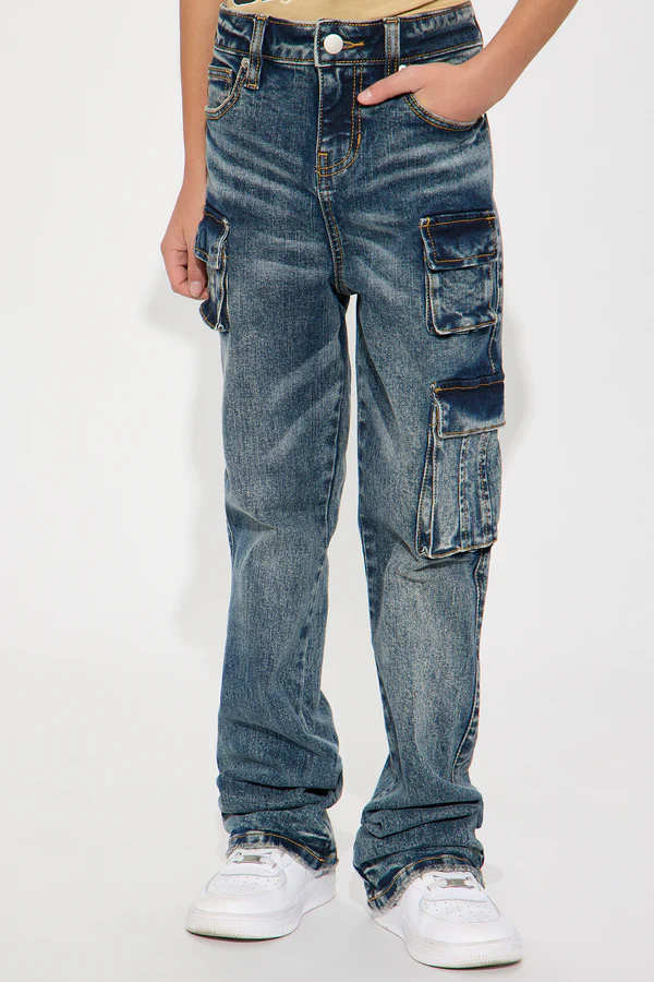 Mini Mikey Slim Stacked Flare Jeans - Dark Wash
