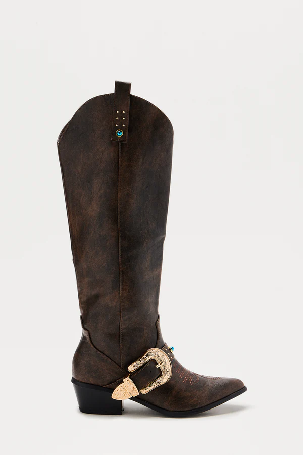 Rhode Knee High Cowboy Boots - Brown