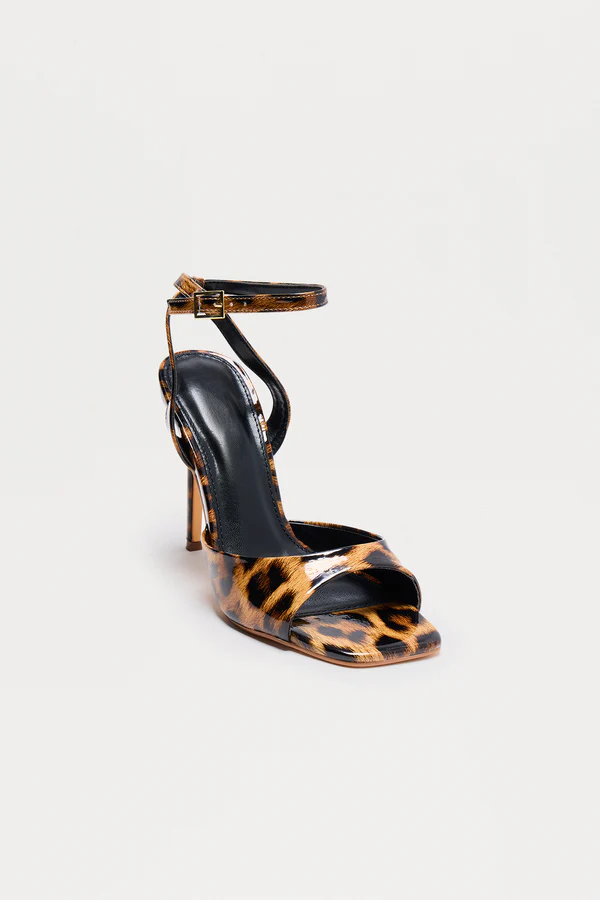 Romy Faux Patent Stiletto Heels- Black