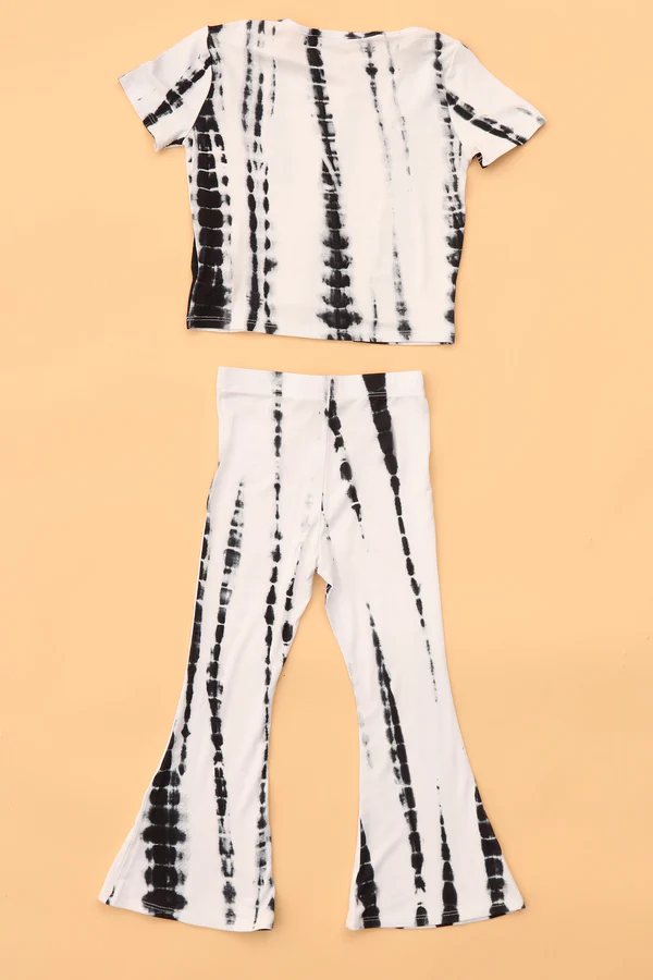 Mini Jazmin Flare Tie Dye Pant Set - White/combo