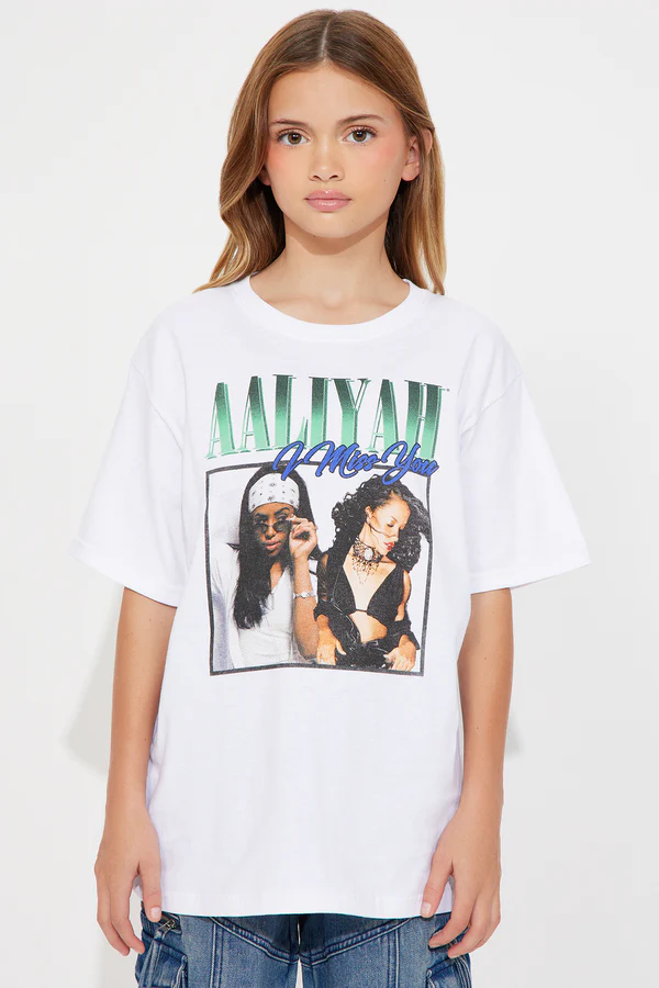 Mini Aaliyah I Miss You Top - White