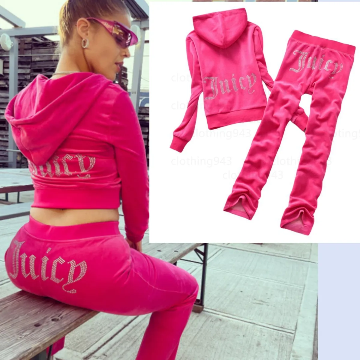 Juicy Tracksuit Outfit Women Juicy Tracksuit Juicy Coutour Long Sleeve Autumn Sporting Wear Slim Casual Women Tracksuits Hooded Collar Jogging Sportswear Suit
