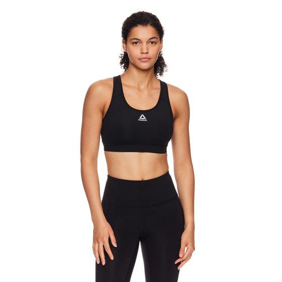 Reebok Women's and Women's Plus Medium Impact Stronger Sports Bra with Mesh Panel and Removable Cups