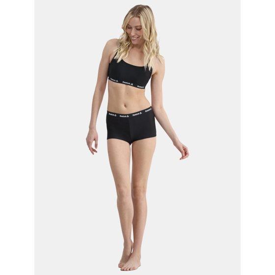 Reebok Women's Logo Waistband Swim Boyshorts with UPF 50+