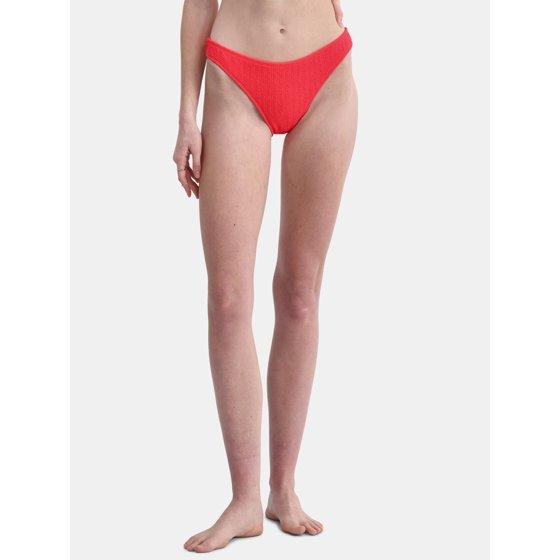 No Boundaries Women's Herringbone Crinkle Bikini Bottoms