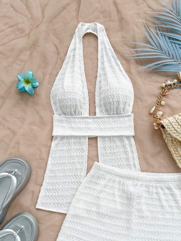 2pcs/Set Women Minimalist Solid Spaghetti Strap Top And Shorts, Sexy Island Vacation Outfits