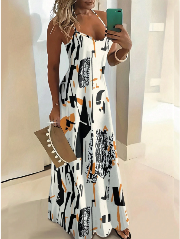 Tropical Floral Print Spaghetti Strap Sexy Women Dress