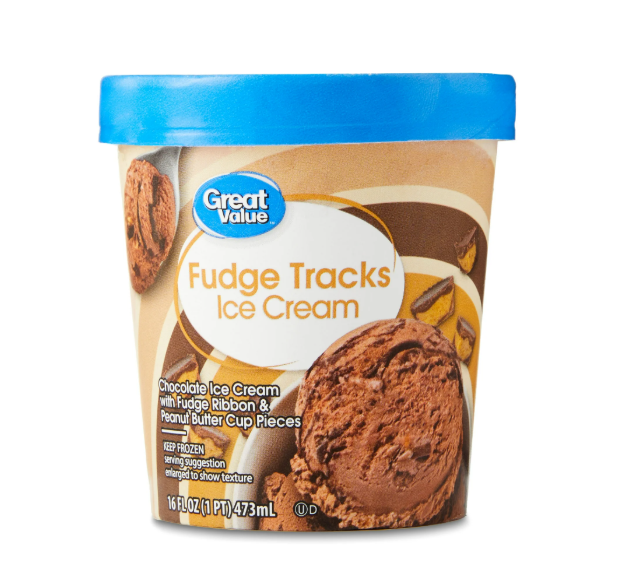 Great Value Fudge Tracks Ice Cream, 16 fl oz product-image