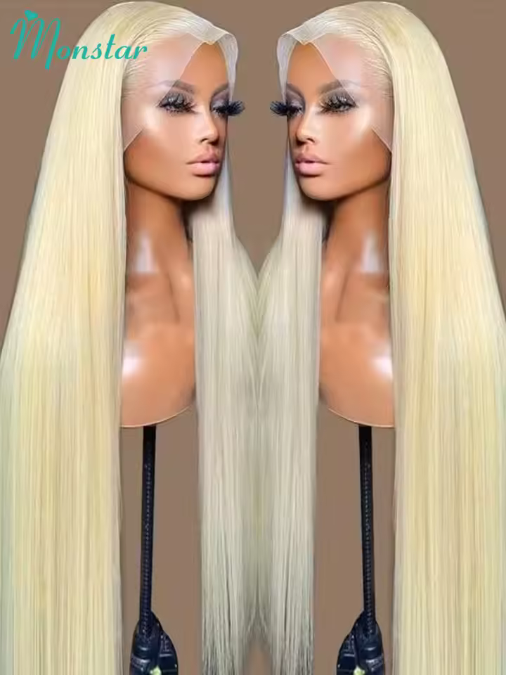 13x4 13x6 360 HD Transparent 613 Honey Blonde Color Lace Front Human Hair Wigs for Women Raw Brazilian Straight Lace Frontal Wig