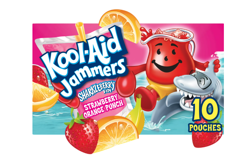 Kool-Aid Jammers Sharkleberry Fin Strawberry Orange Punch Flavored Drink, 10 Ct Box, 6 fl oz Pouches, Liquids product-image