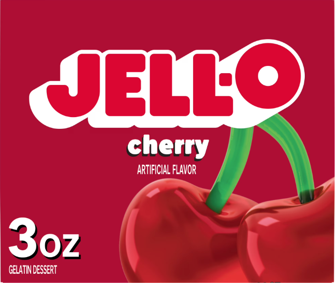 Jell-O Cherry Gelatin Dessert Mix, 3 oz Box product-image