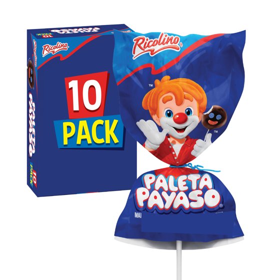Ricolino Paleta Payaso Chocolate Marshmallow Lollipop, 10 Count Box product-image