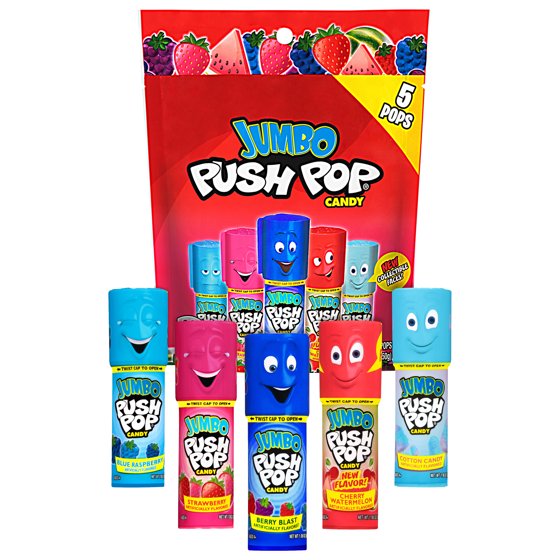 Jumbo Push Pop,Gluten-Free, Assorted Flavors Lollipops, 5.3 oz, 5 Count Bag product-image