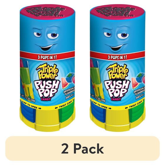 (2 pack) Push Pop, Triple Power, Gluten-Free, Fruit Flavored, Lollipop, 1.2 oz, 1 Count Bottle product-image