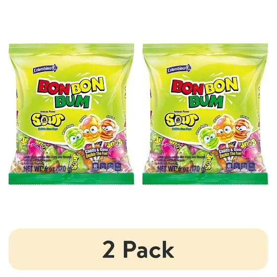 (2 pack) Colombina Bon Bon Bum Sour Bubble Gum Pops, 6 oz (Pack of 12) product-image