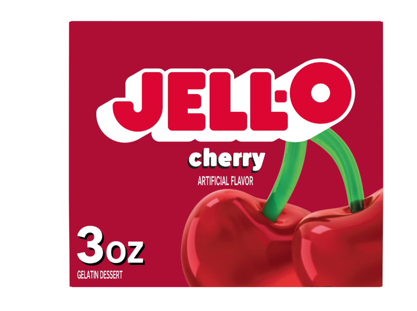 Jell-O Cherry Gelatin Dessert Mix, 3 oz Box product-image