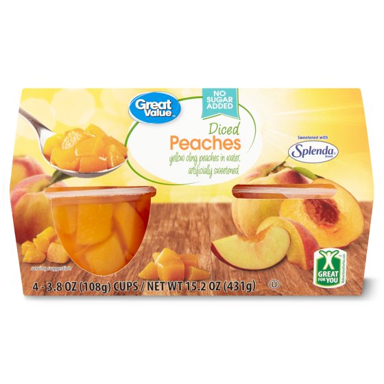 Great Value Diced Peaches, 3.8 oz, 4 Count product-image