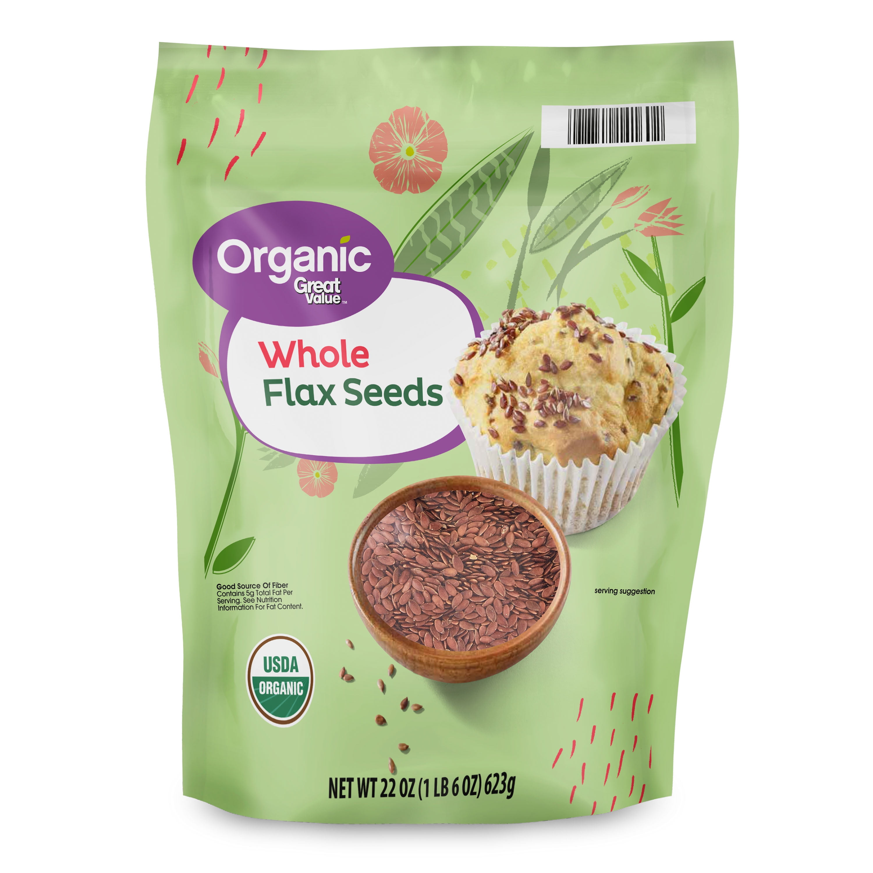 Great Value Organic Whole Flax Seed, 22 oz product-image