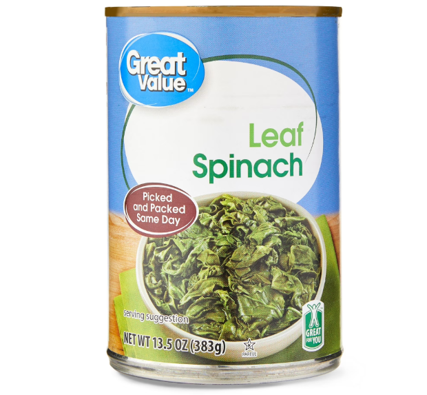 Great Value Canned Leaf Spinach, 13.5 oz Can product-image