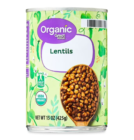 Great Value Organic Lentils, 15 oz Can product-image