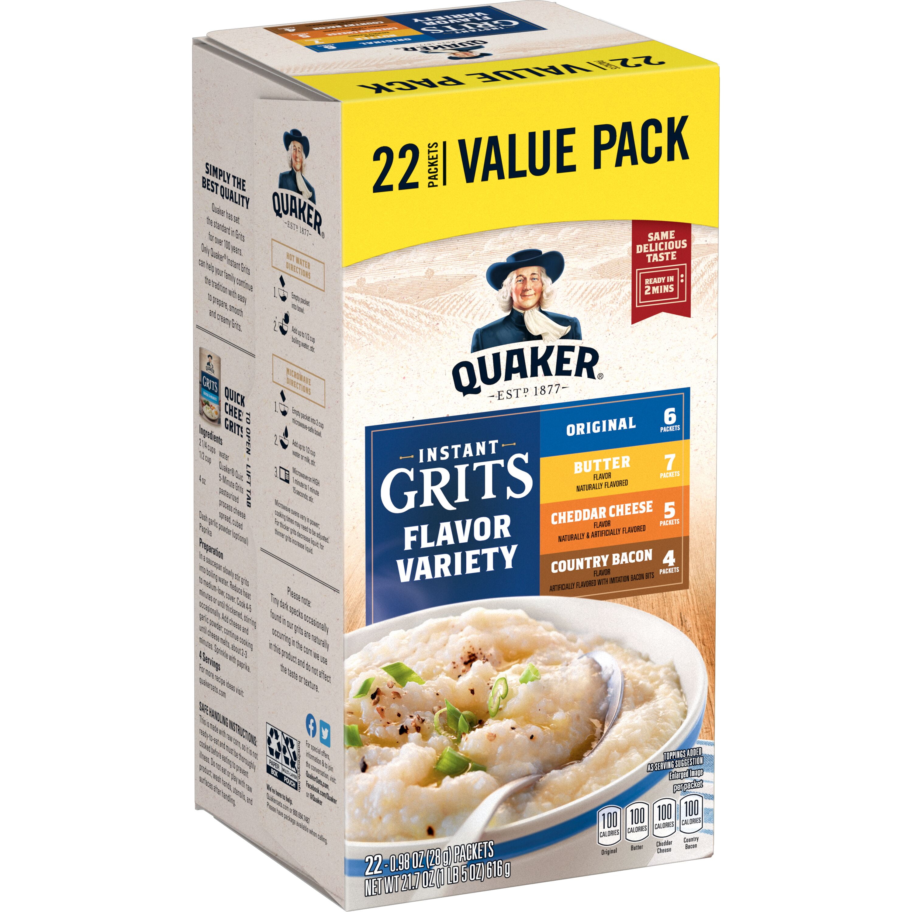 Quaker, Instant Grits Variety Pack, 0.98 oz, 22 Packets product-image