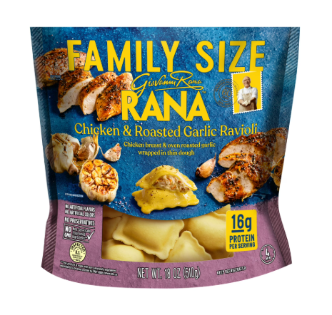 Giovanni Rana Ravioli Chicken Roasted Garlic Filled Italian Pasta Bag (Family Size, 18oz, Fresh), Refrigerated product-image
