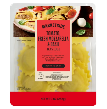 Marketside Tomato, Fresh Mozzarella, and Basil Ravioli, Fresh Artisanal Pasta, 9 oz product-image