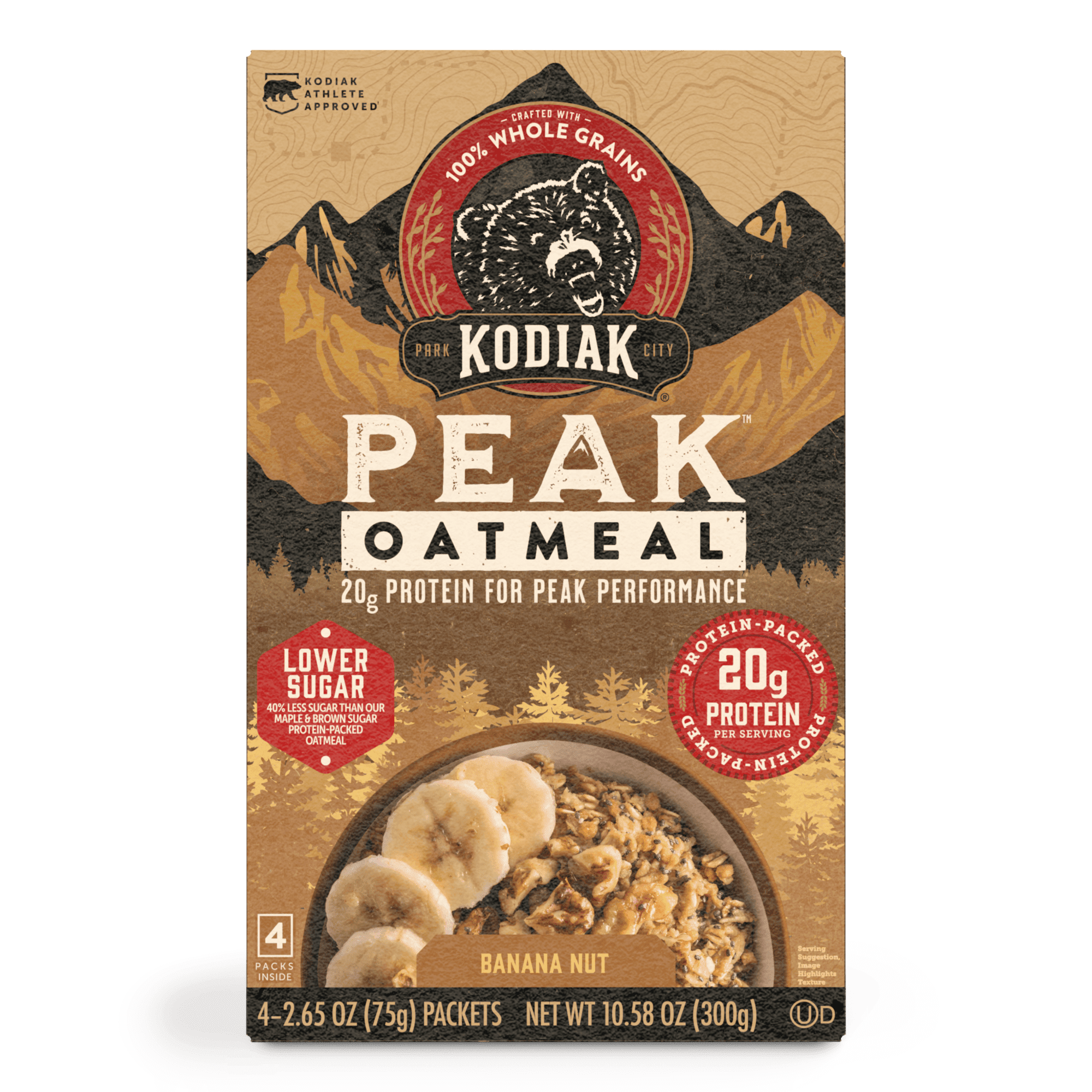 Kodiak Peak Protein-Packed Banana Nut Instant Oatmeal Packets, 2.65 oz (4 Count) product-image