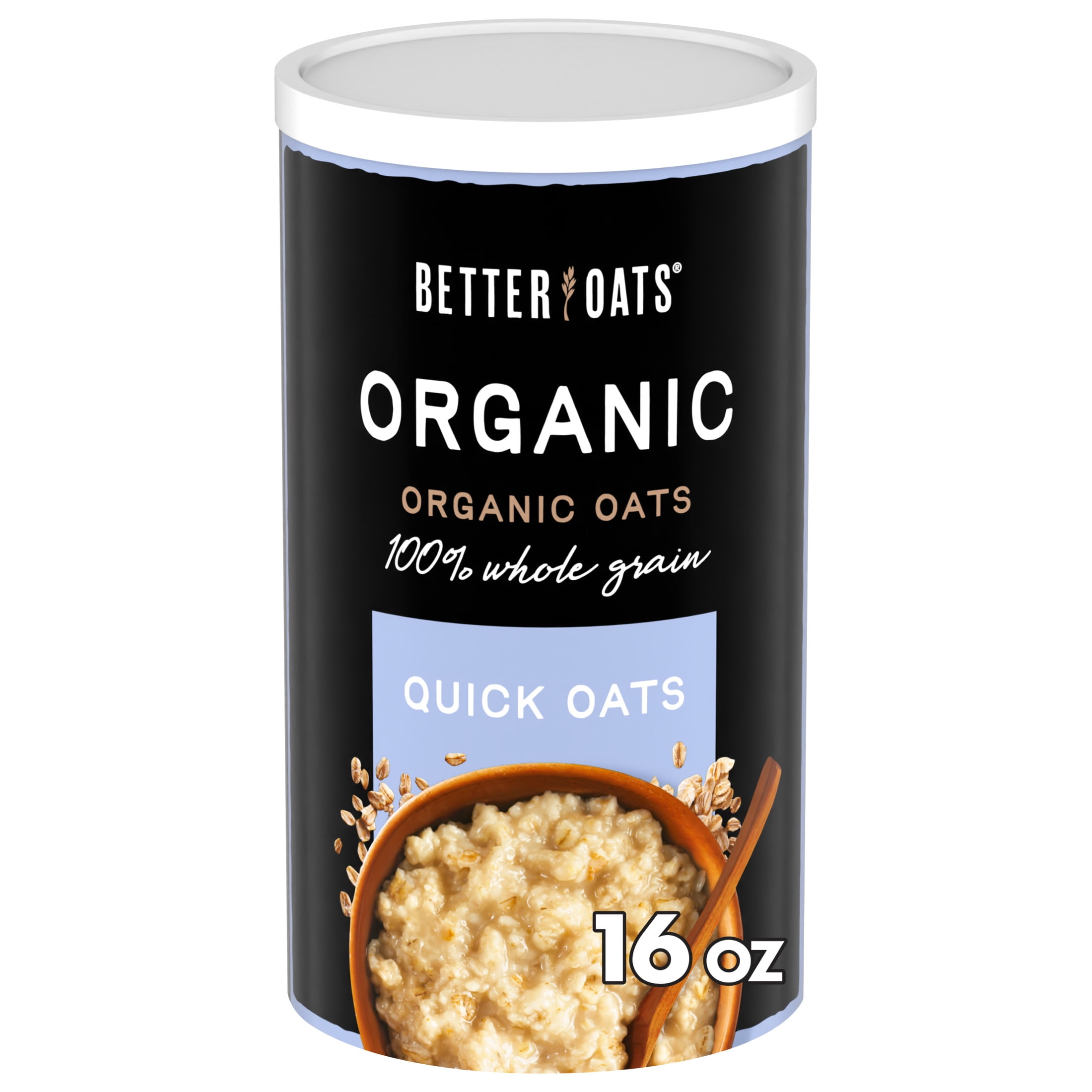 Better Oats Organic Quick Oats, USDA Certified Organic, Rolled Oatmeal, 16 oz Canister product-image