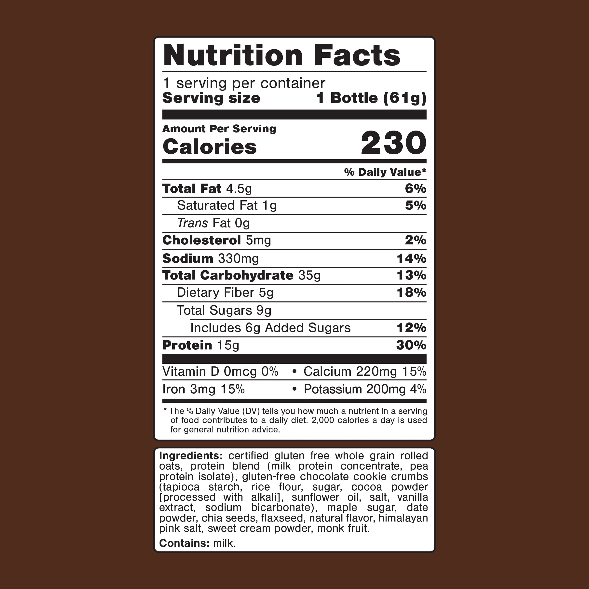 Oats Overnight Cookies & Cream Protein Overnight Oatmeal Shake, 2.2 oz, 1 Count product-image