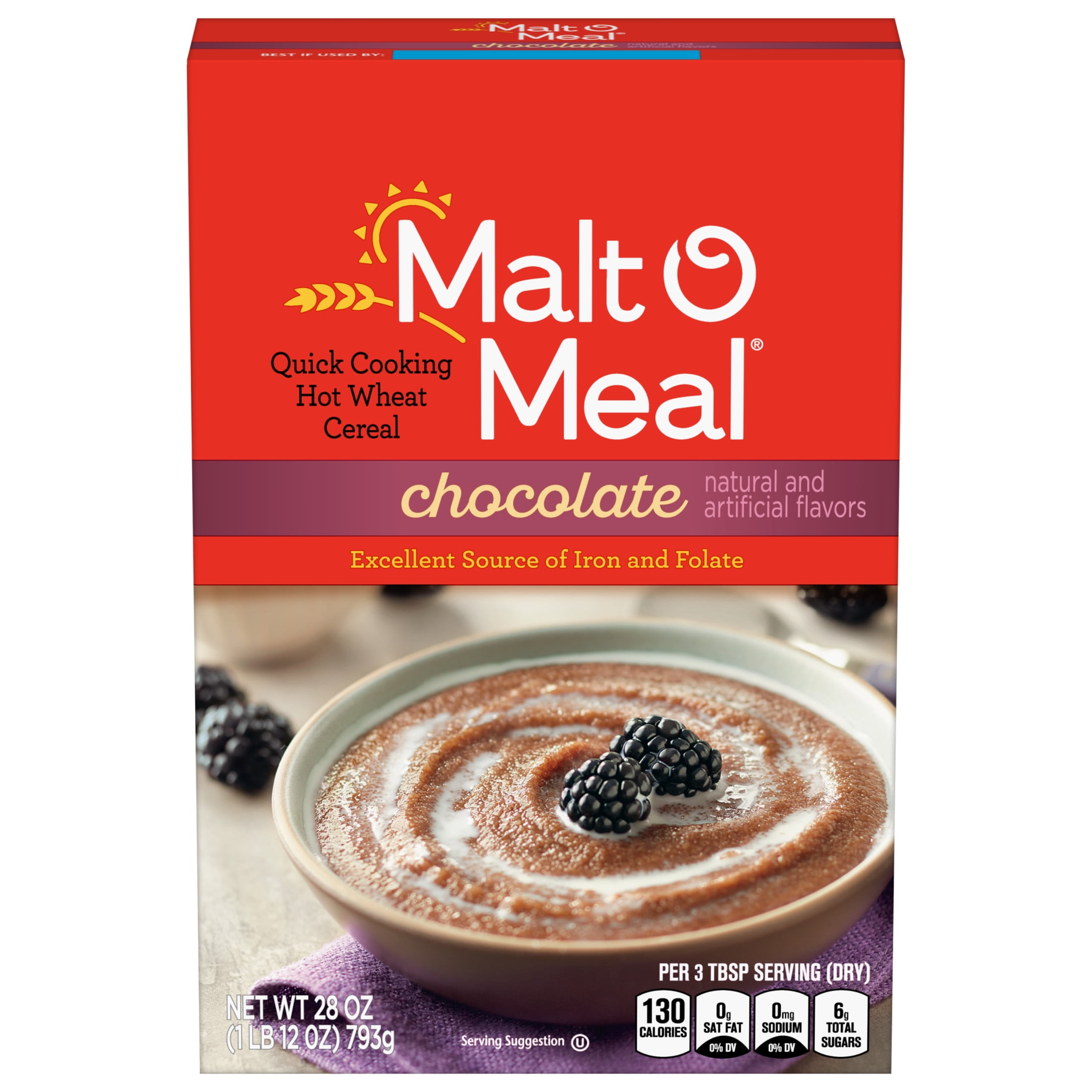 Malt-O-Meal® Chocolate Quick Cooking Hot Wheat Cereal, Shelf-Stable, Kosher, Hearty, 28 oz. Box product-image