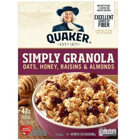 Quaker Simply Granola Breakfast Cereal, Oats Honey Raisins & Almonds, 24.1 oz Box product-image
