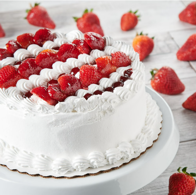 Freshness Guaranteed 8" Round Tres Leches Cake with Fresh Strawberries, 55 oz (Refrigerated/Regular) product-image