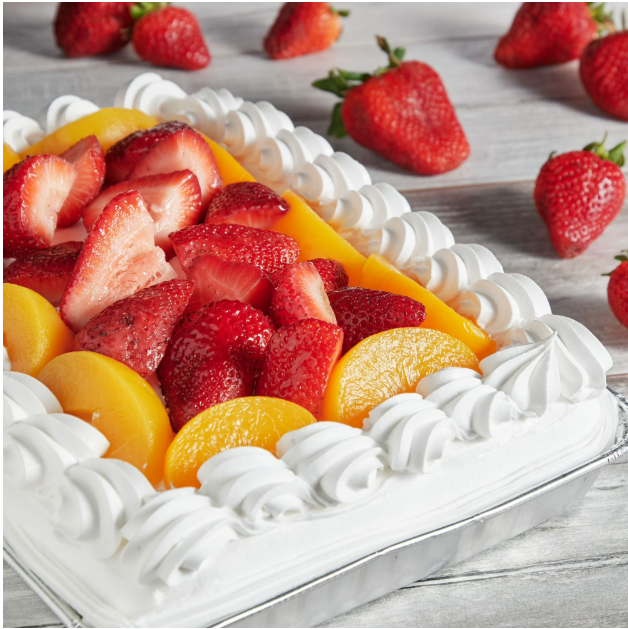 Freshness Guaranteed Tres Leches Cake with Strawberries and Peaches, 1/4 Sheet Cake, 5 lb 6 oz (Refrigerated) product-image