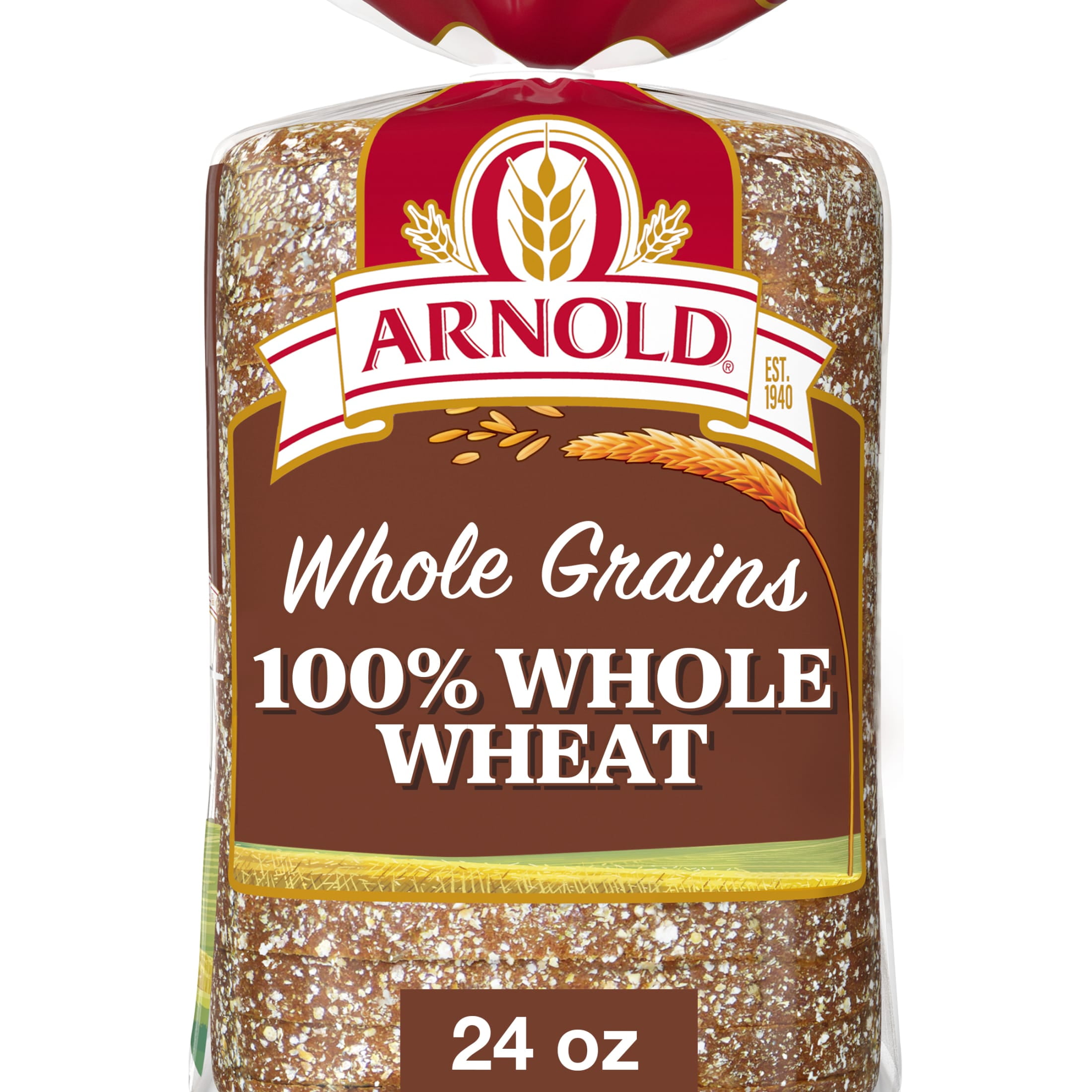 Arnold Whole Grains 100% Whole Wheat Bread, 24 oz, Whole Wheat Wheat Bread, Bag product-image
