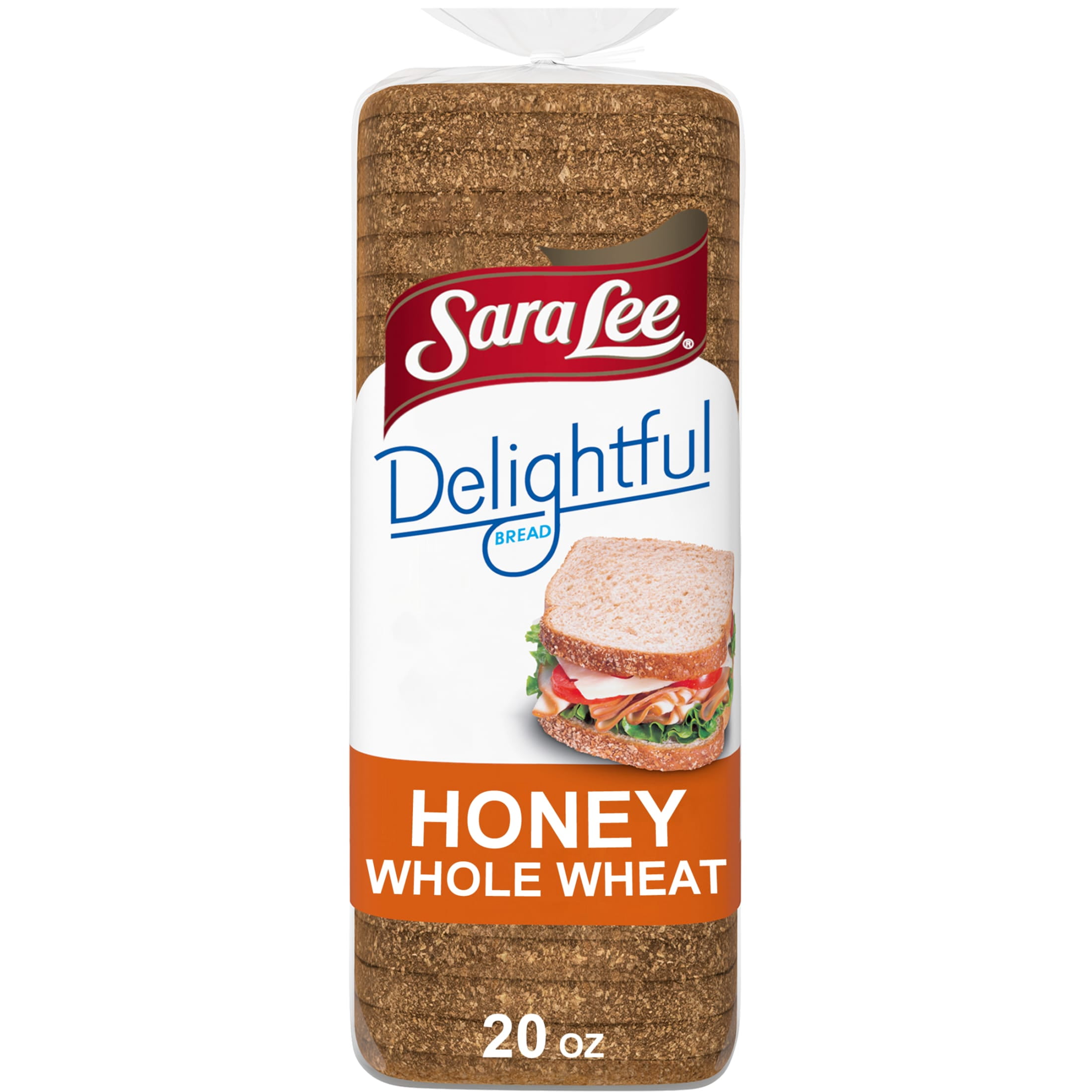 Sara Lee Delightful Honey Whole Wheat Bread, 20 oz, Honey Wheat Bread, Bag product-image