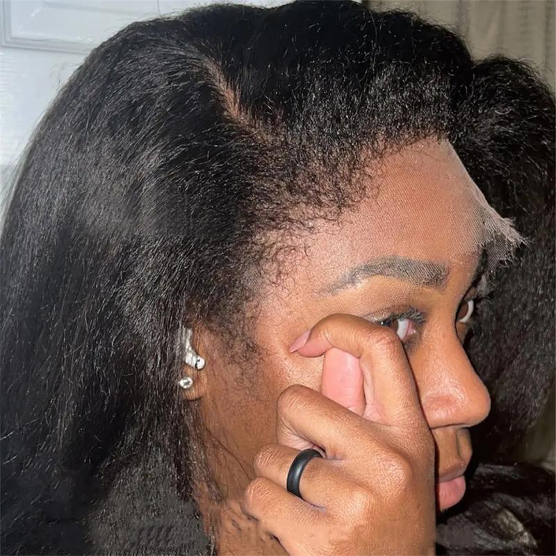 34 Inch 13X4 Transparent Yaki Kinky Straight Lace Front Human Hair Wigs For Women Curly 4X4 Closure Wig Pre Plucked Wig On Sale