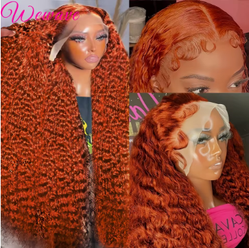 Orange Ginger Lace Front Wig Curly Human Hair Wigs For Women Deep Wave Frontal Wig 13x4 13x6 HD Lace Front Human Hair Wig