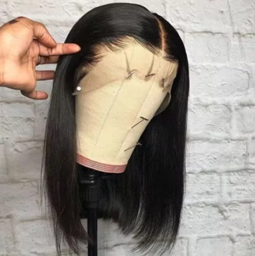 200% Density 13x4 Short Bob Straight Brazilian Remy Hair HD Transparent Lace Full Lace Frontal Wigs 100% Human Hair For Women