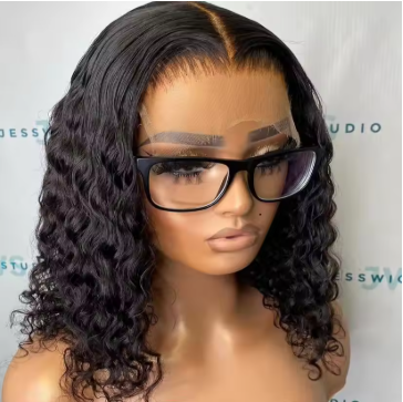 No Glue Deep Wave Lace Frontal Wigs For Women 13x4 7x5 Glueless Bob Wig Curly Human Hair Wigs 250 Density Ready to Wear