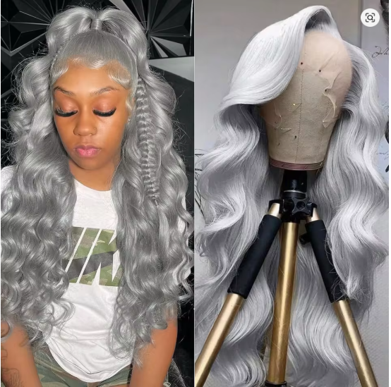 Cosplay Body Wave Silver Grey 13X4 Lace Front Wigs Human Hair 13x6 HD Lace Front Wigs Remy Brazilian 613 Colored Human Hair Wigs