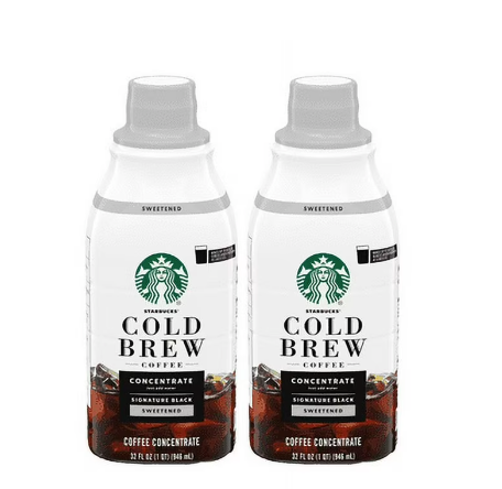 (2 pack) Starbucks Sweetened Signature Black Cold Brew Coffee Concentrate, Multi-Serve, 32 fl oz